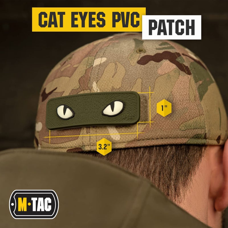 M-Tac Cat Eyes Morale Patches Tactical Patch Military Combat Hook Fasteners (Olive-PVC) - Image 2